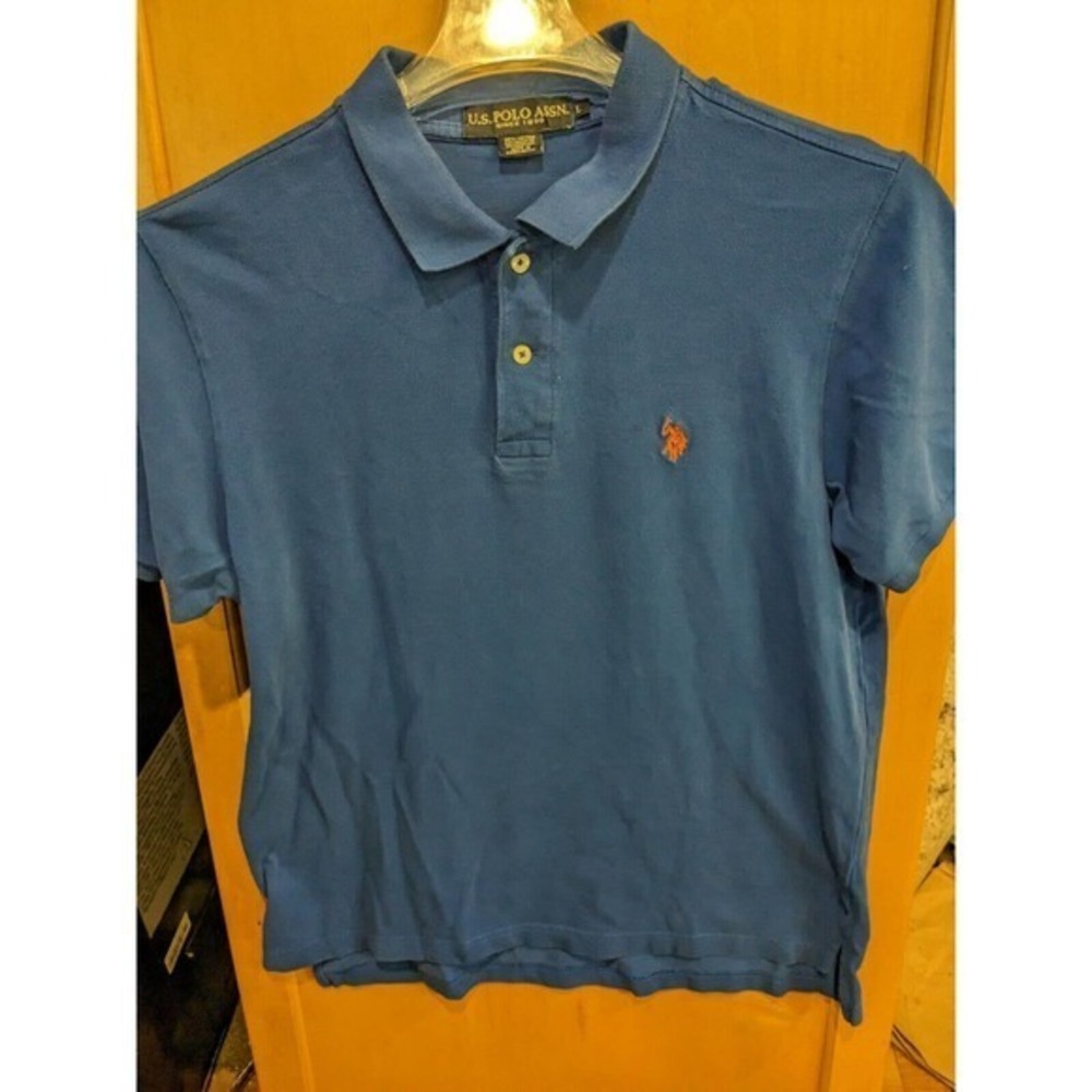 LOT‎ of 2 US Polo Association Men's Polo Shirt Size Large Blue Short Sleeves - Picture 4 of 4